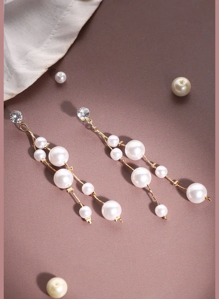 Gold Plated Pearls Casual Drop Earring For Women