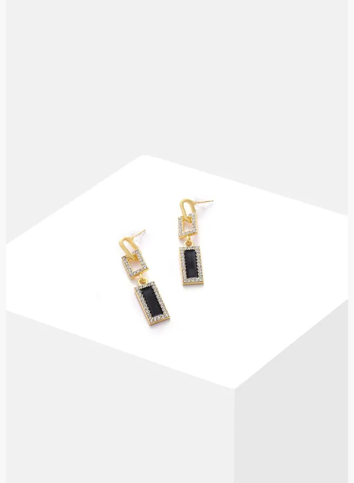 Gold Plated Designer Stone Drop Earrings