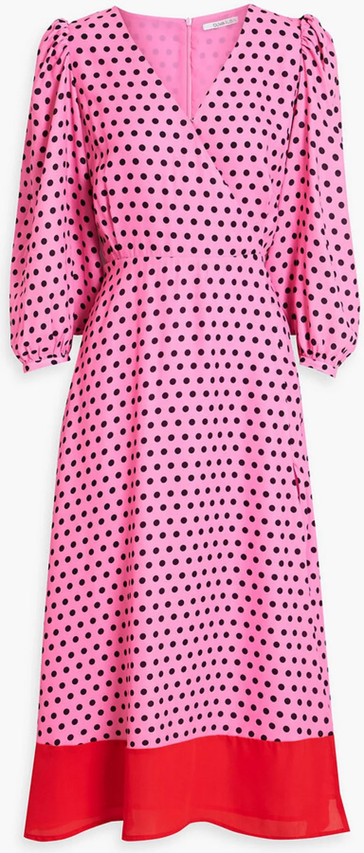 Wrap-effect polka-dot crepe de chine midi dress