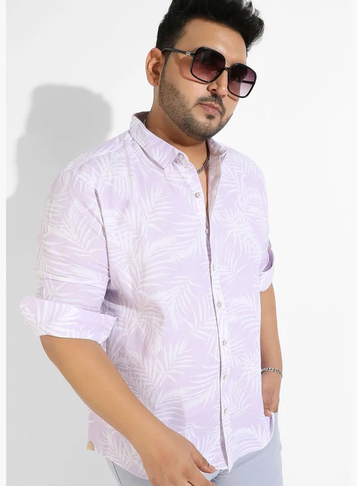 Printed Spread Collar Long Sleeve Shirt