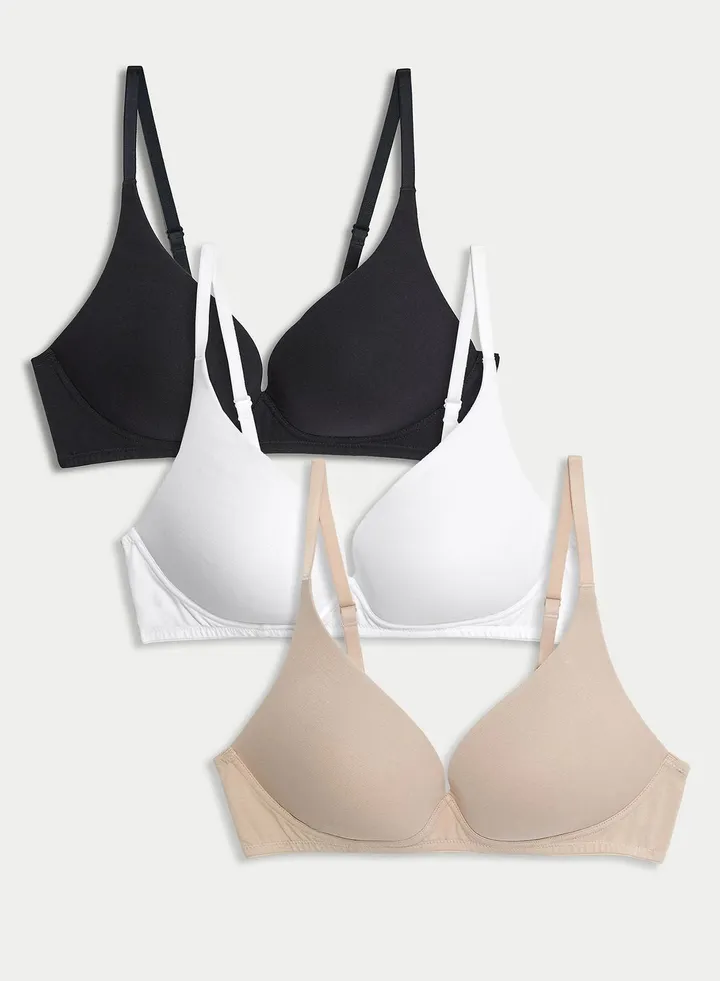 3 Pack Non Wired Plunge T-Shirt Bra