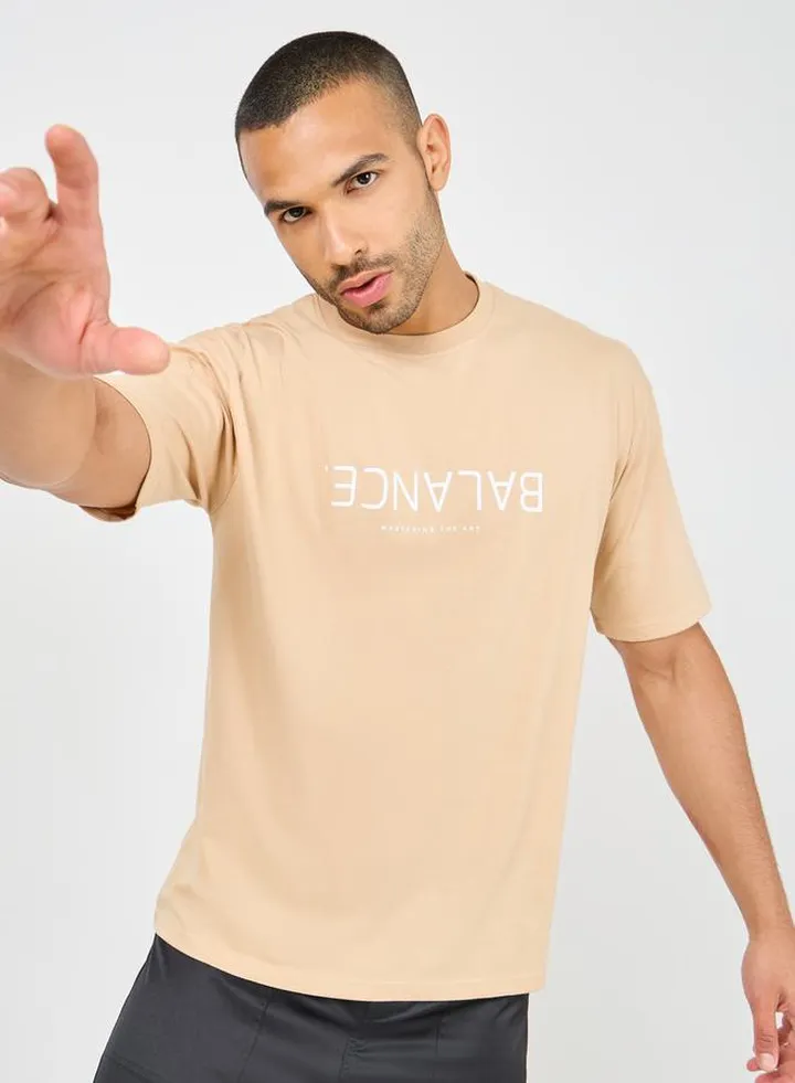 Cotton Rich Oversized Balance Upside Down Text Print T-Shirt