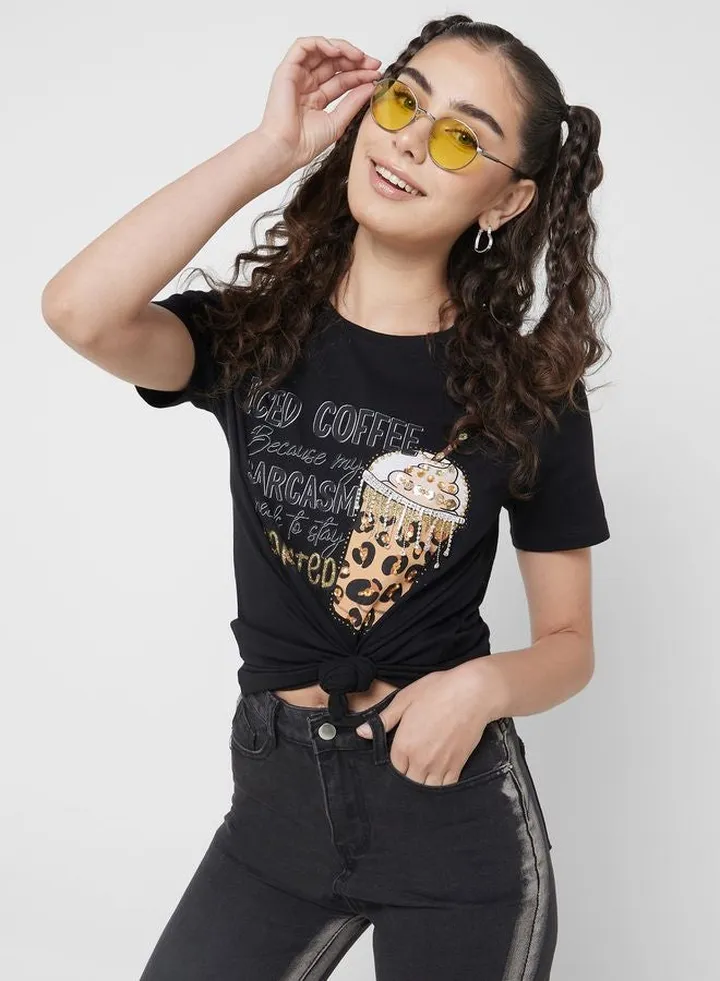 Embellished Graphic Detail T-Shirt