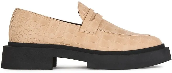 Crocodile-Effect Chunky Sole Loafers