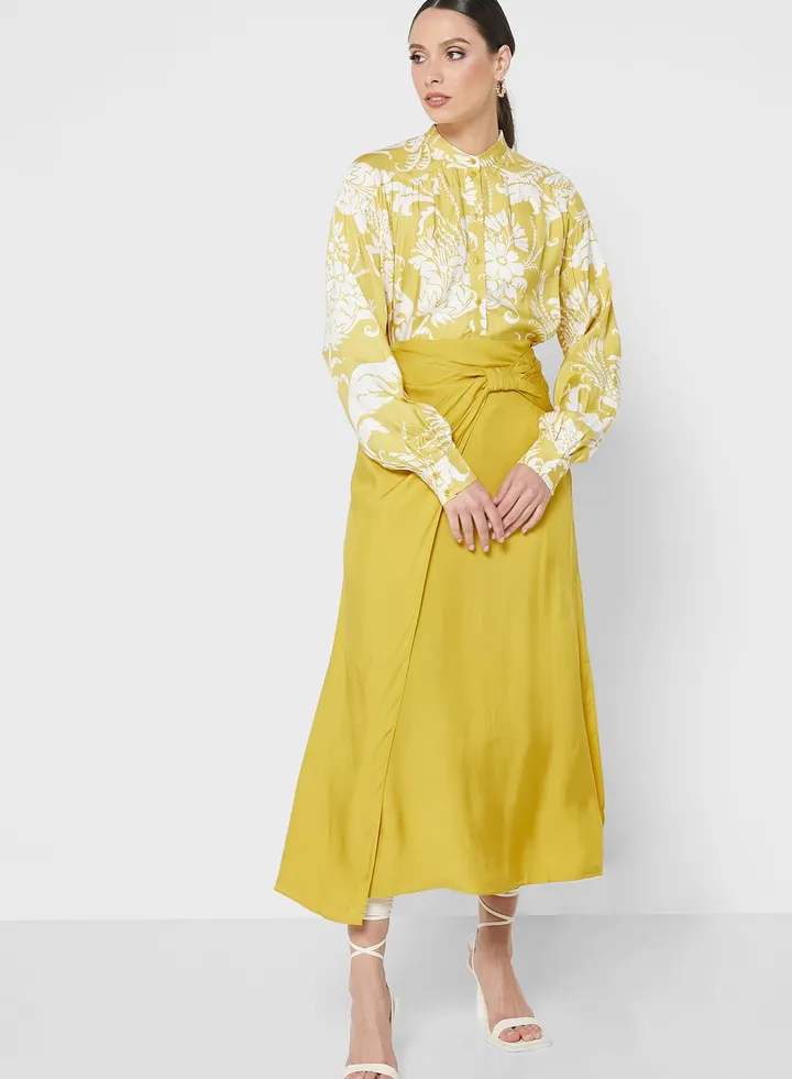 High Waist Side Slit Skirt