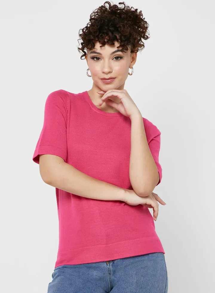 Round Neck Knitted T-Shirt