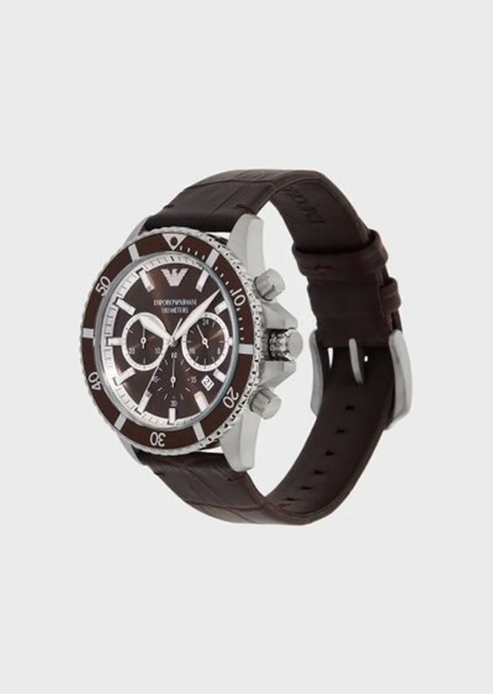 Chronograph Brown Leather Watch