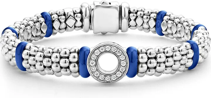 Blue Caviar Diamond & Ceramic Station Bracelet