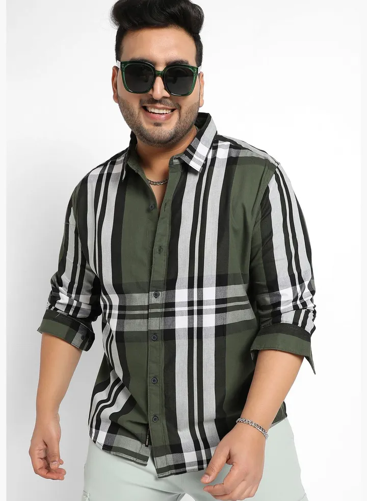 Plaid Spread Collar Long Sleeve Shirt