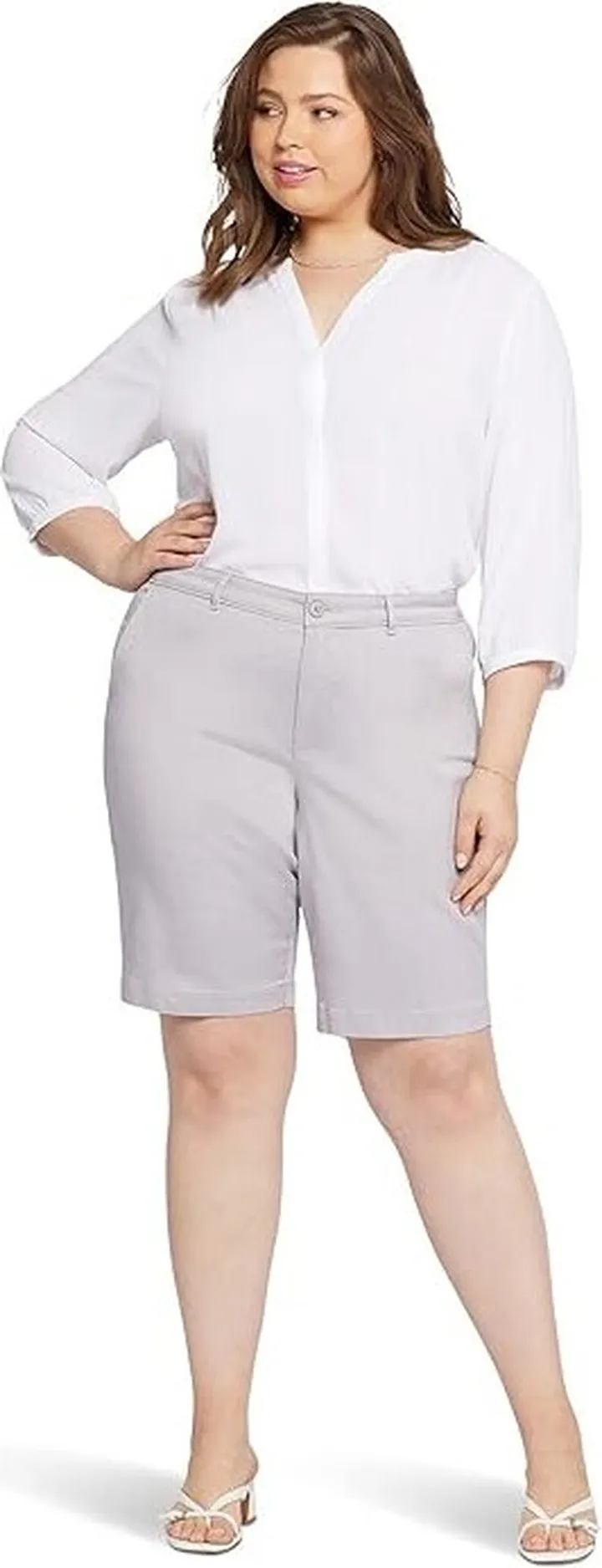 NYDJ Plus Size Bermuda Shorts (Pearl Grey) Women's Clothing