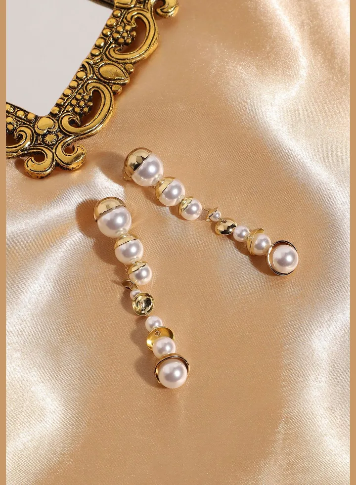 Silver Plated Pearls Western Wear Drop Earring For Women