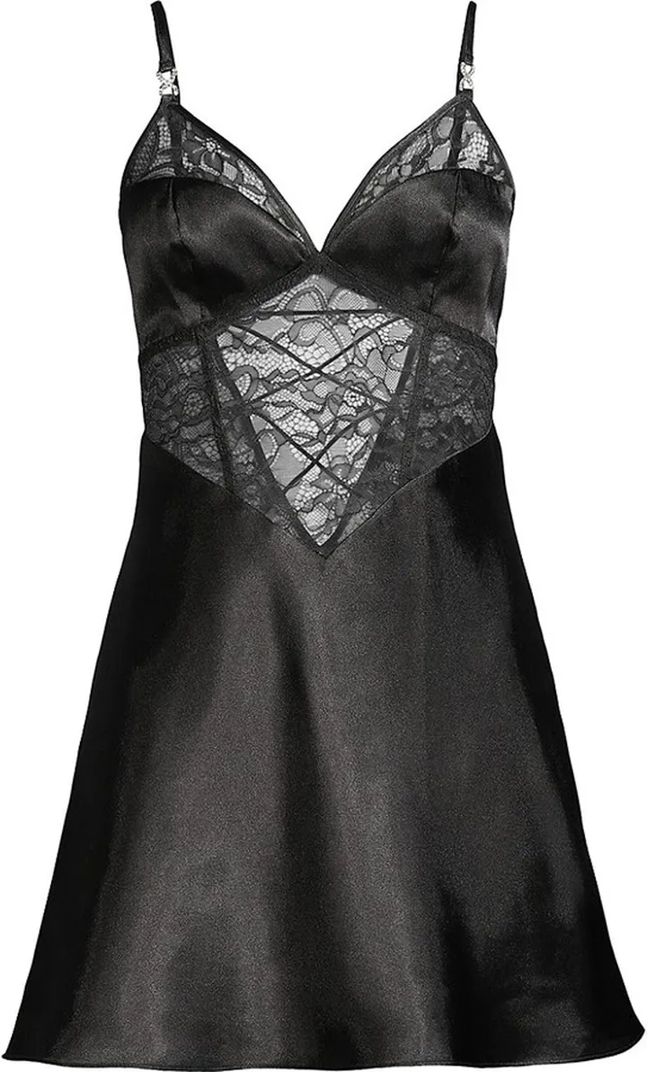 Noelle Satin Lace-Paneled Chemise