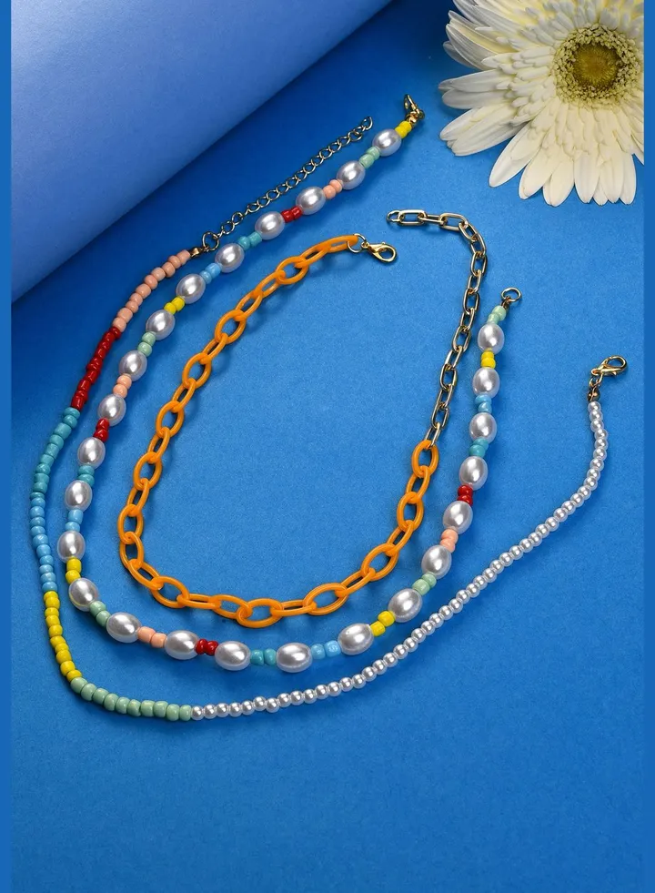 Pack of 3 Gold Plated Beaded Necklace