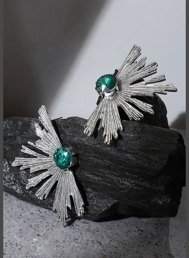 Silver Plated Designer Stone Party Wear Drop Earring For Women
