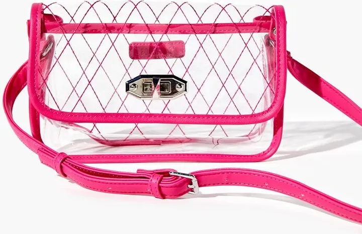 Clear Lattice-Seam Crossbody Bag