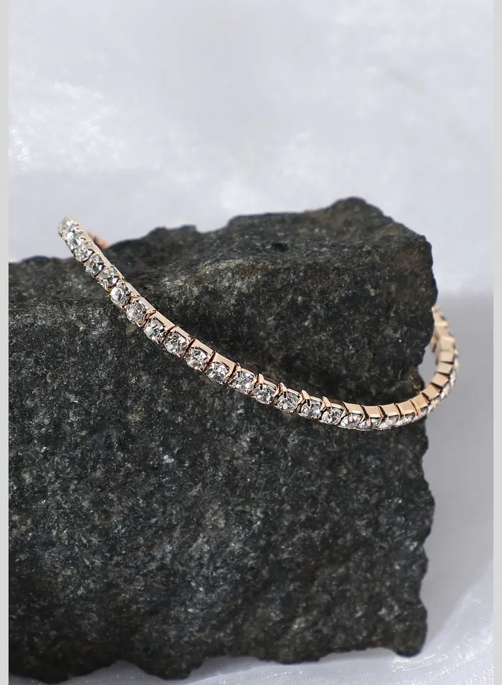 Gold Plated American Diamond Party Bracelet For Women