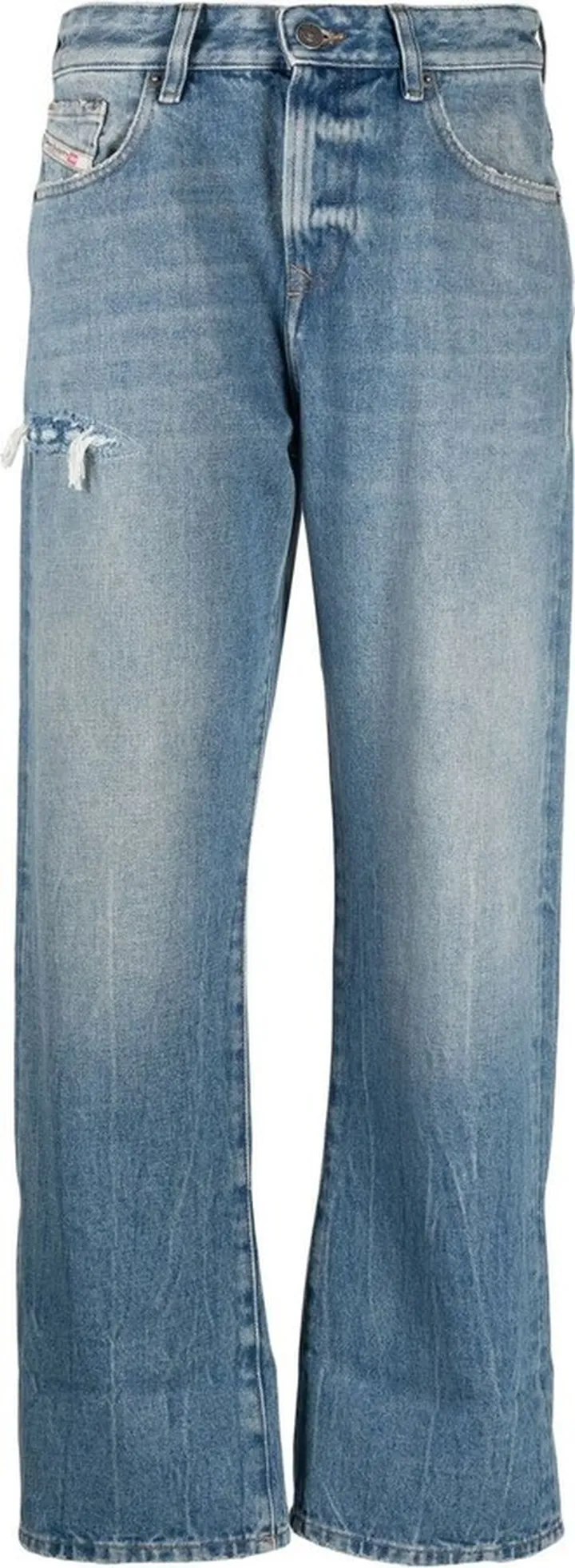 Blue 1999 Straight Distressed Jeans