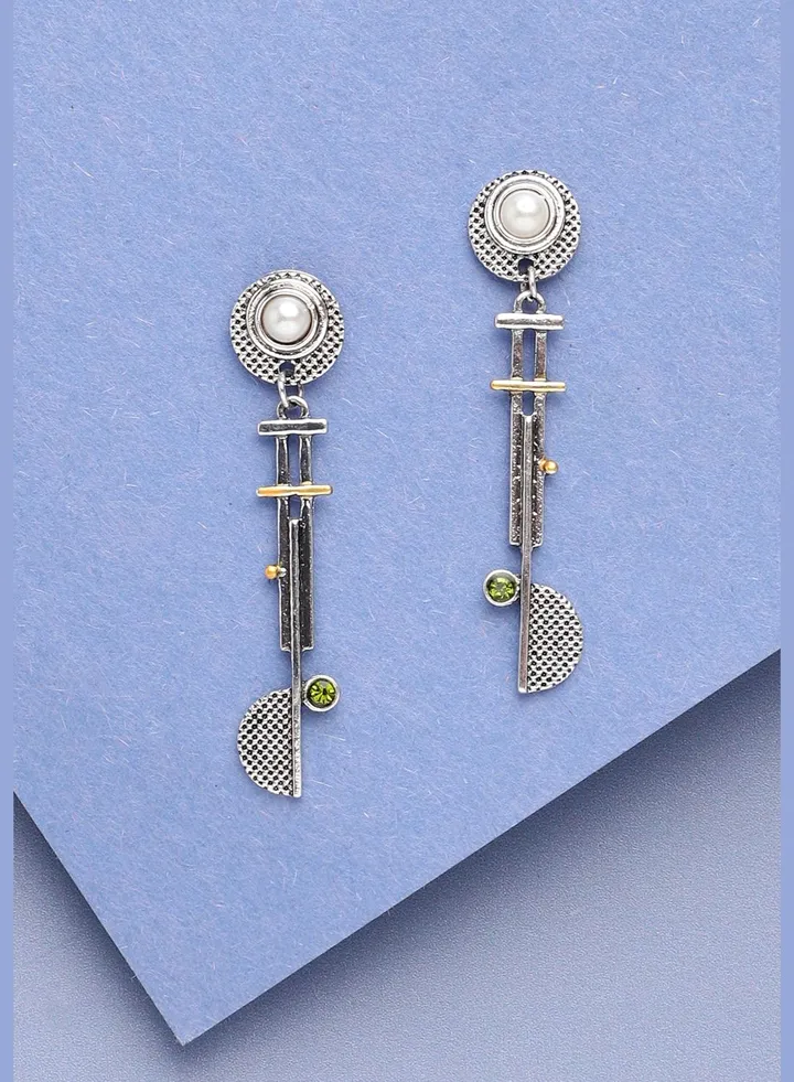Silver Plated Party Designer Stone Drop Earring For Women