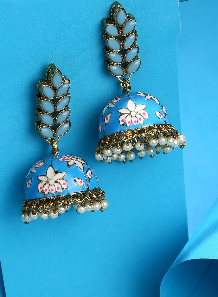 Gold-Plated Meenakari Jhumkas