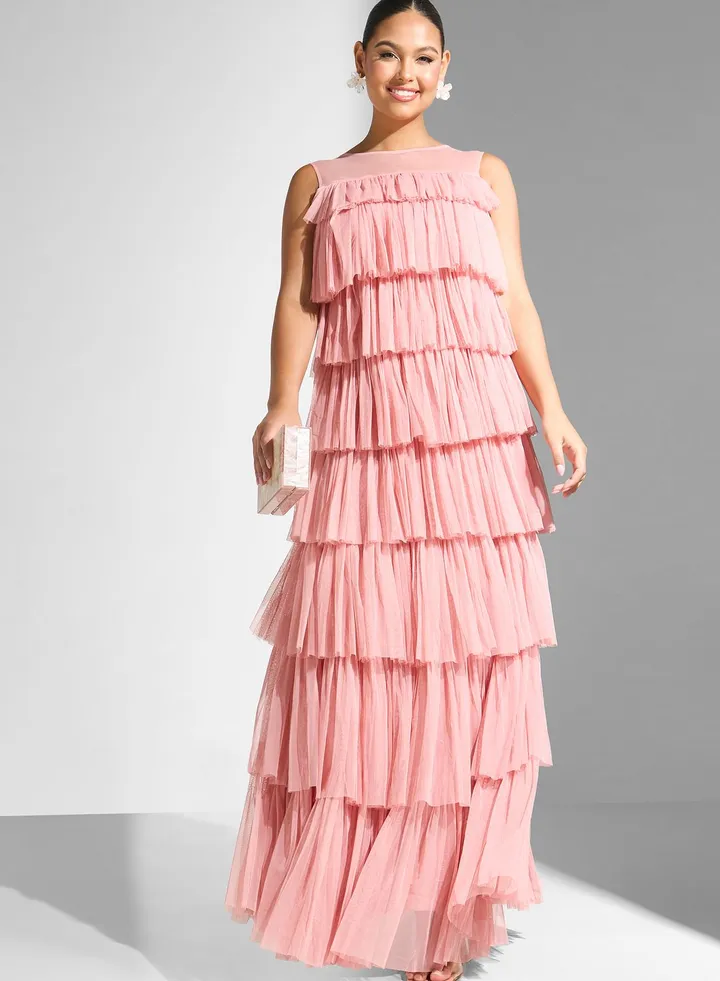Layered Mesh Detail Dress