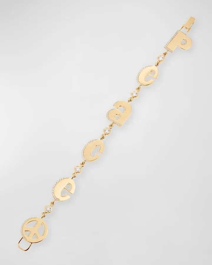 PEACE Gold & Diamond Bracelet