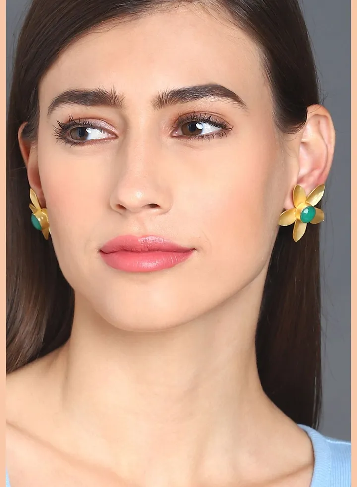 Gold-Plated Floral Studs