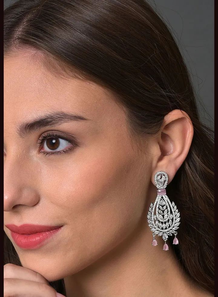 American Diamond Silver Plated Earring