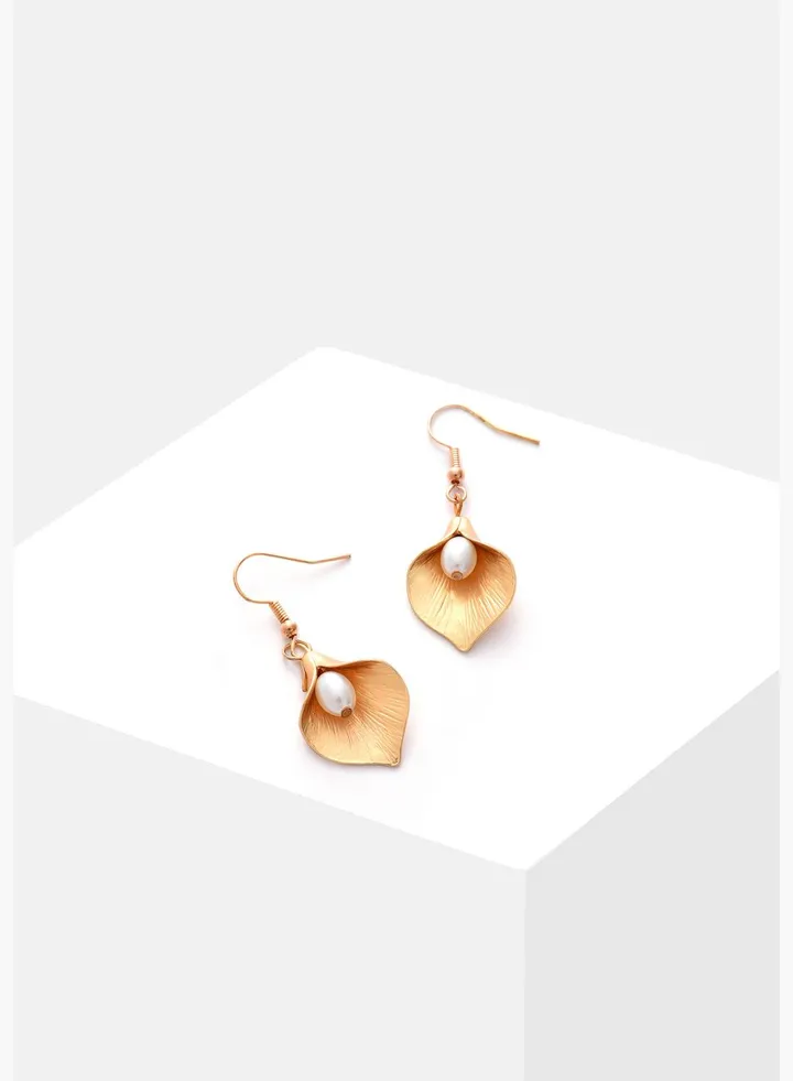 Gold Plated Pearl Drop Earrings