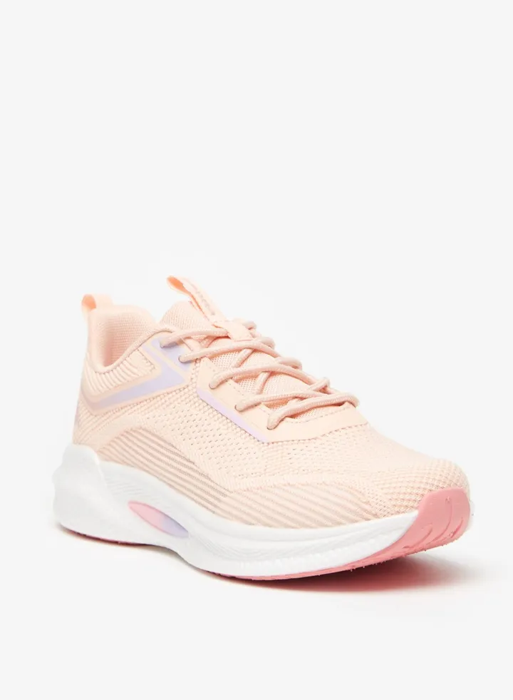 Women's Textured Sports Shoes With Lace Up Closure