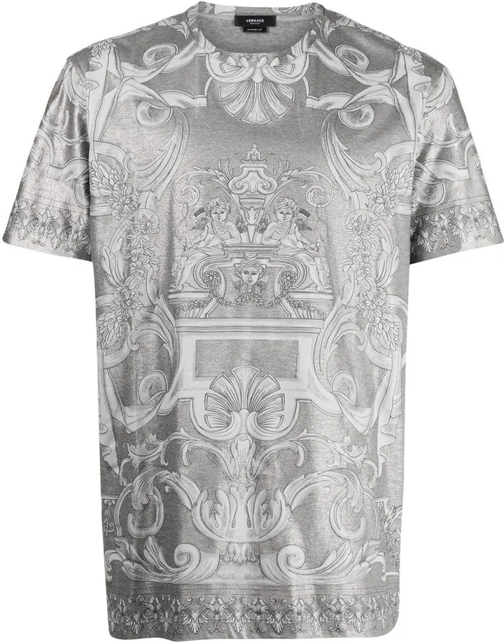 baroque-print crew-neck T-shirt