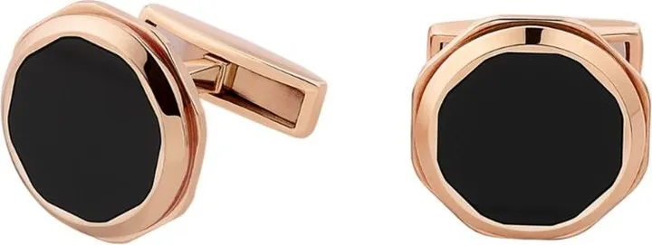 Bvlgari Rose Gold And Onyx Octo Cufflinks