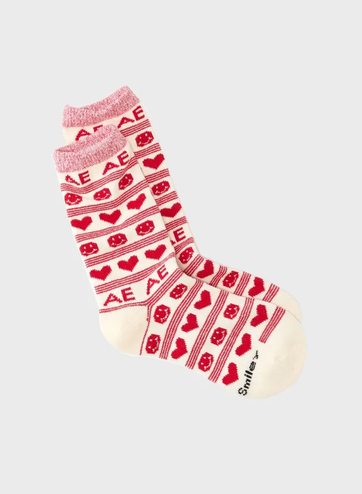 Heart Printed Crew Socks