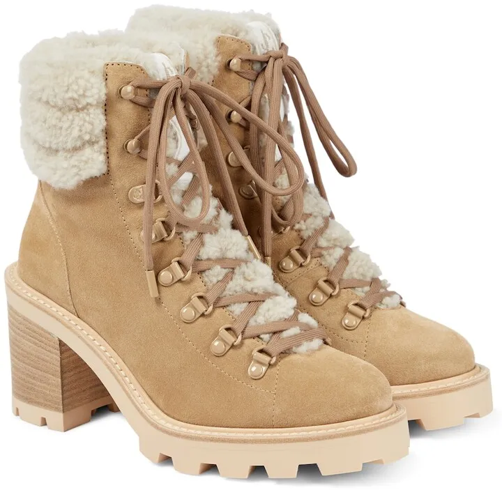 Eshe 65 shearling and suede ankle boots