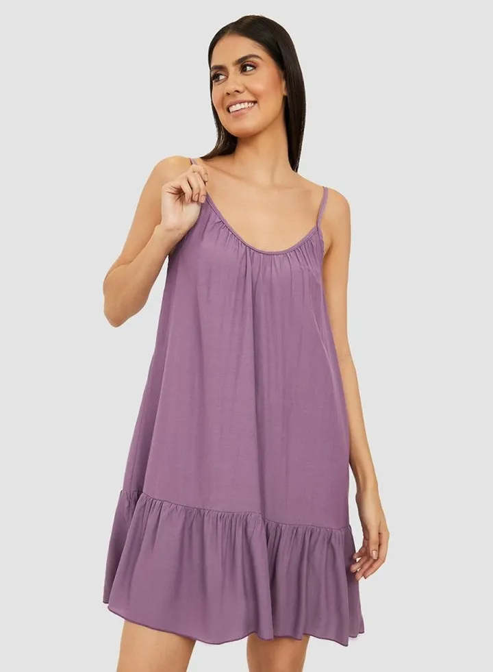 Ruffle Hem Slip Dress