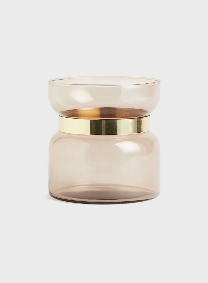Glass Vase With Metal Detail