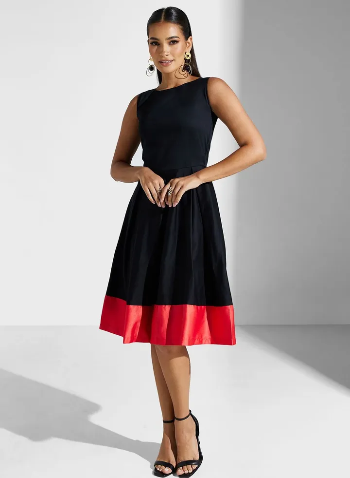 Cut Sleeve Pleated Dress
