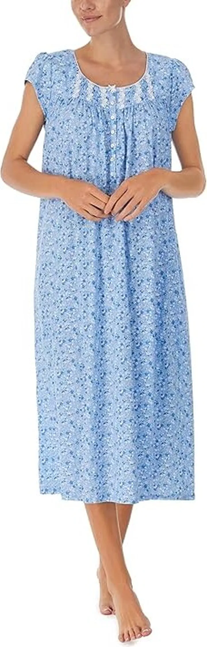 Eileen West 48 Cap Sleeve Gown (Ditsy Blooms) Women's Pajama