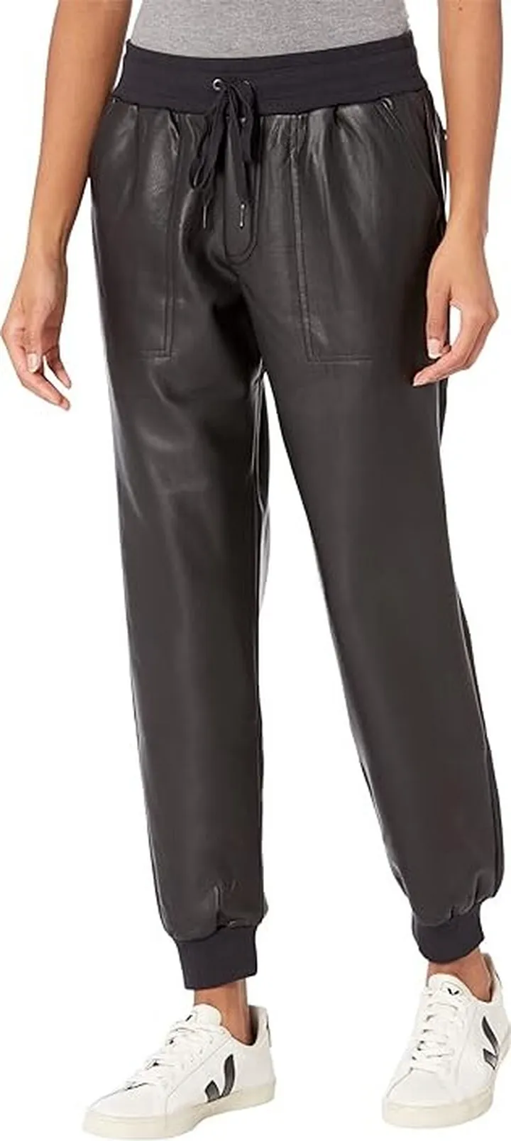 Splendid Vegan Leather Joggers (Black) Women's Clothing