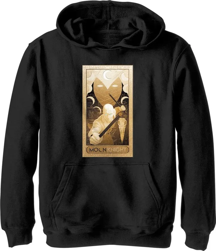 Boy's Marvel: Moon Knight Hieroglyph Poster Pull Over Hoodie - Black - X Large