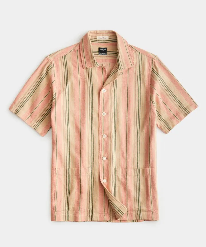 Pink Stripe Short Sleeve Leisure Shirt