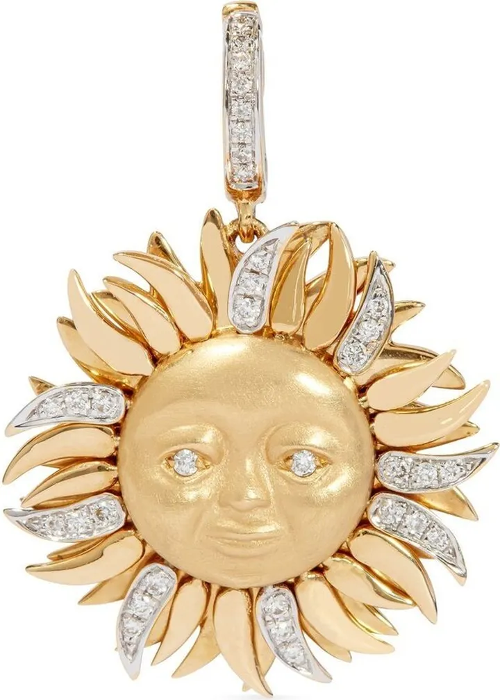 18kt Yellow Diamond Gold Sun Charm