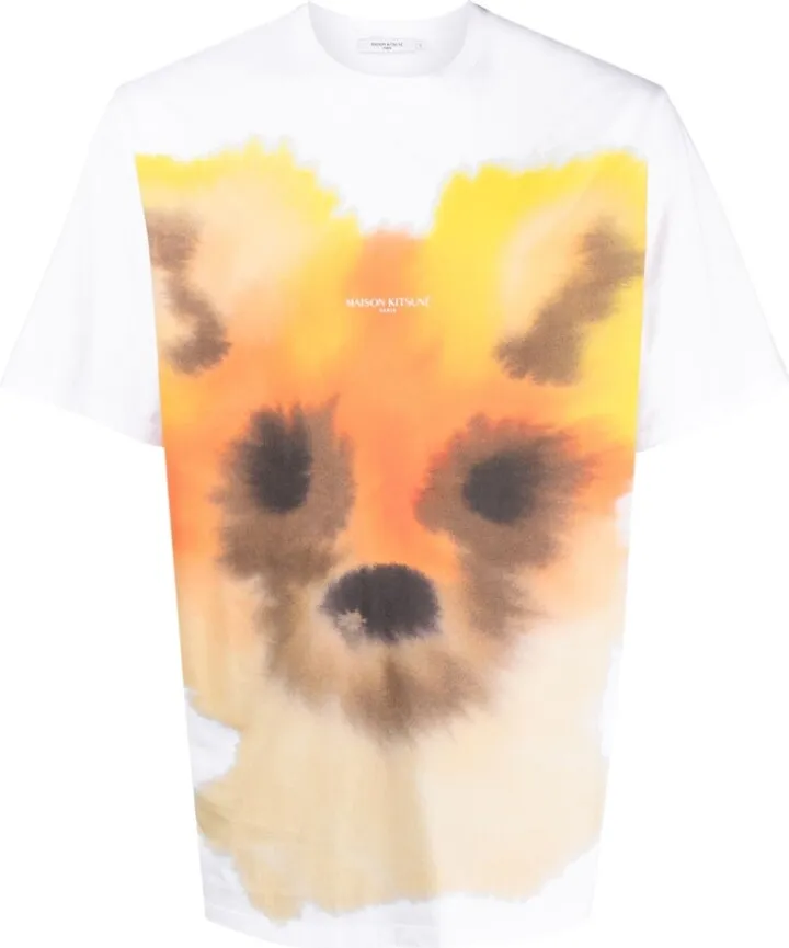 x Rop van Mierlo watercolour fox-print T-shirt