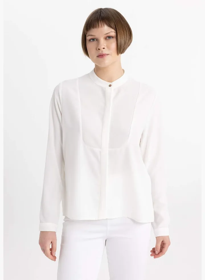 Woman Woven Long Sleeve Blouse