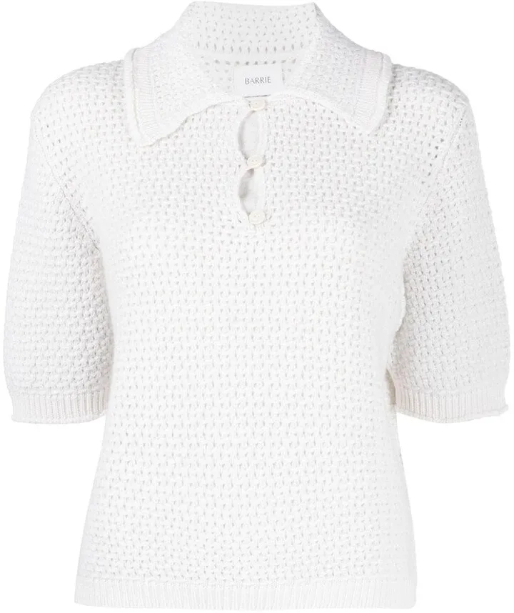 Short-Sleeve Crochet Polo Top