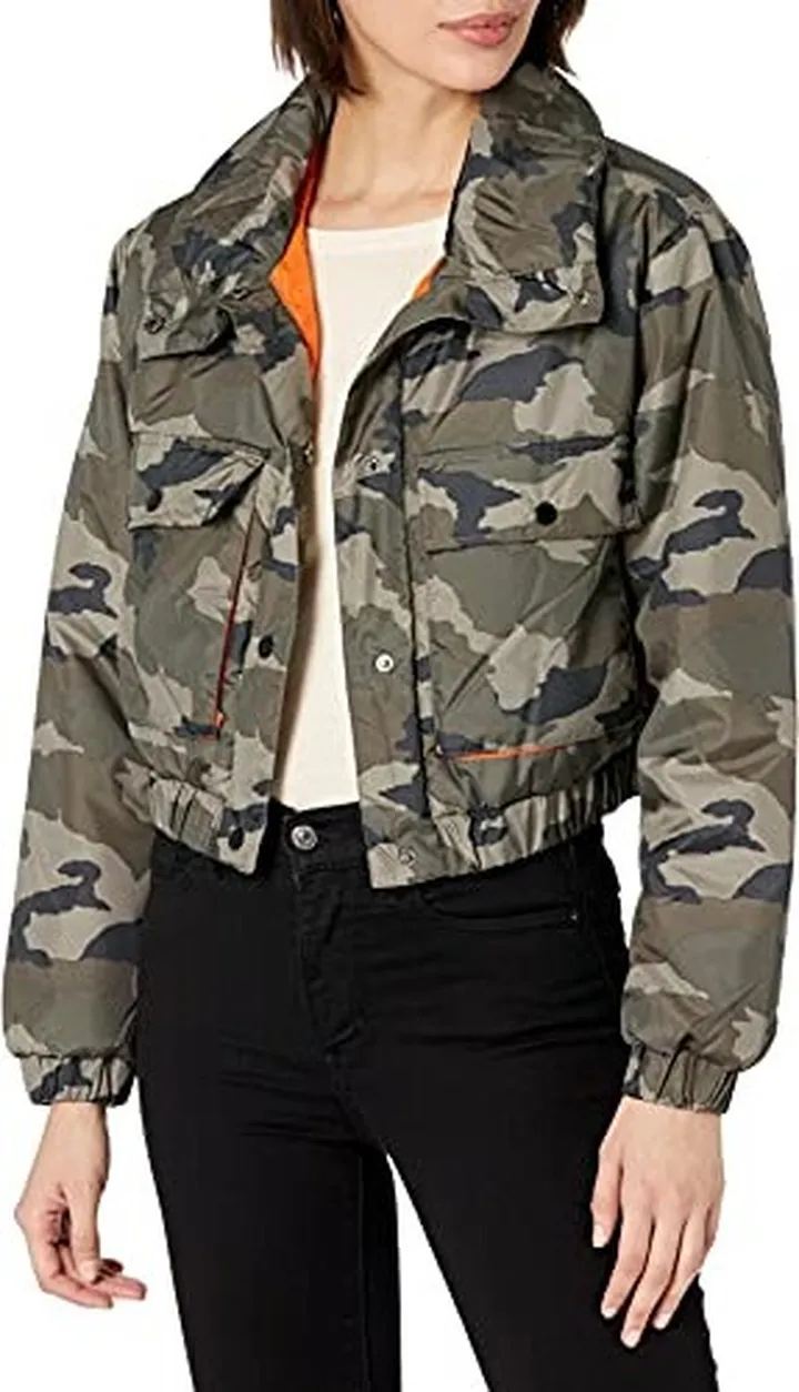 JOUJOU Womens High Collar Bomber Jacket