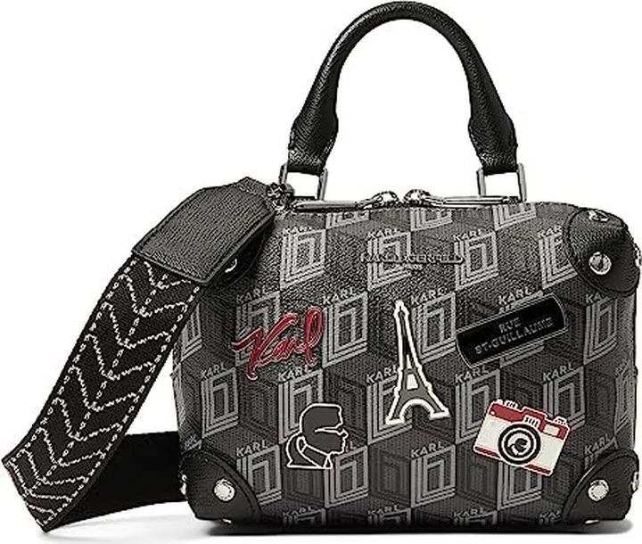 Karl Lagerfeld Paris Valette Crossbody (Black Logo) Handbags