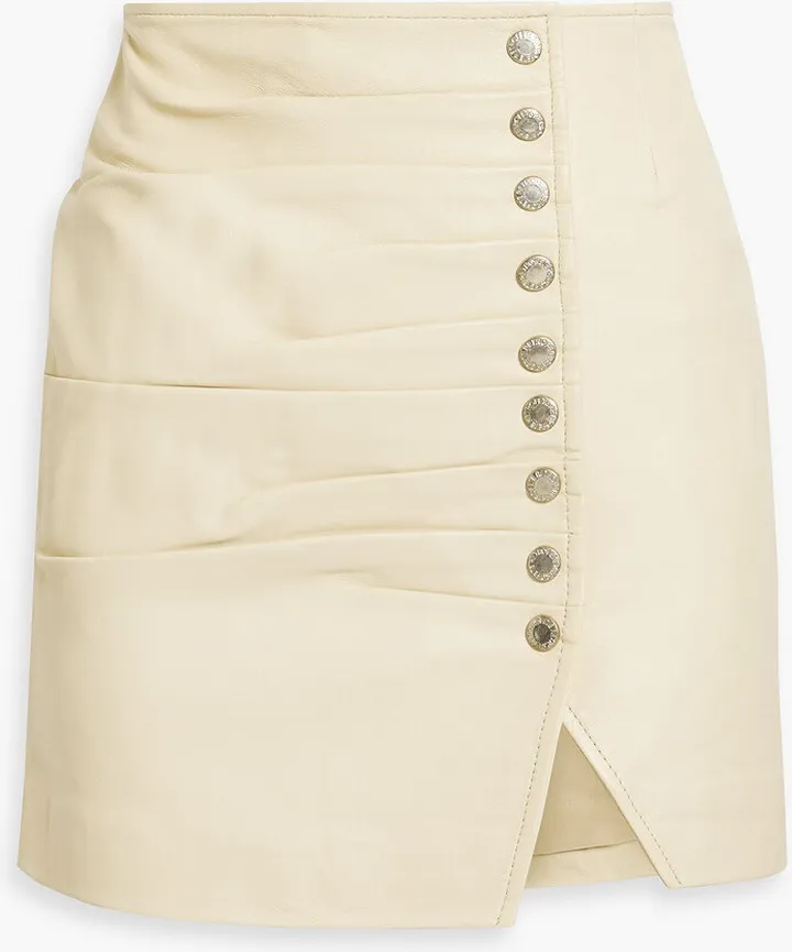 Willa pleated leather mini skirt