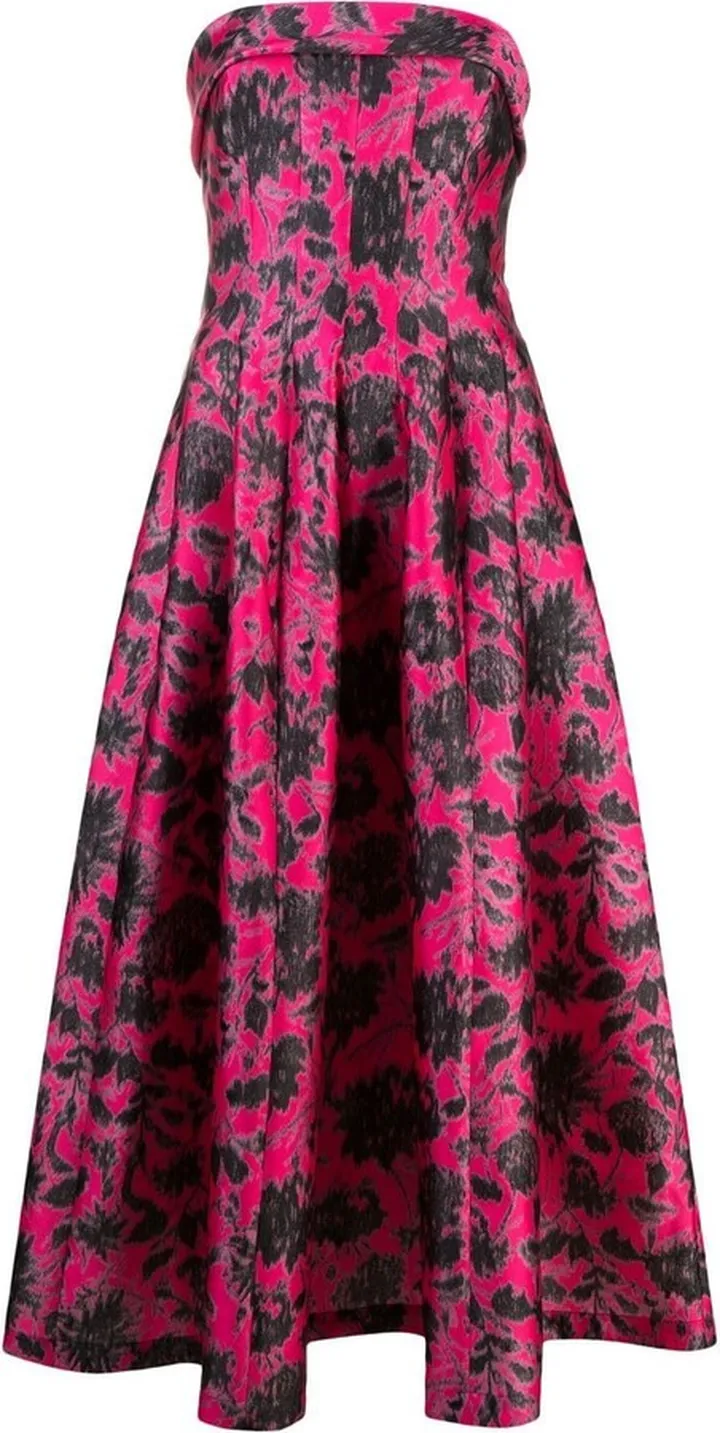 Floral Print Strapless Midi Dress