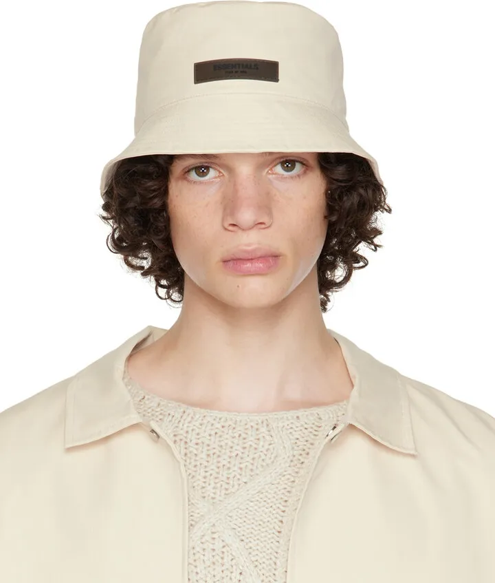 Essentials Off-White Cotton Bucket Hat