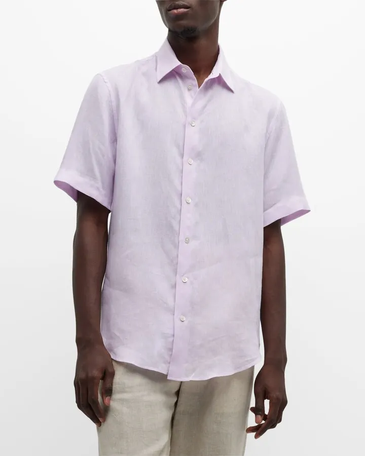 Men's Short Sleeve Linen Sport Shirt